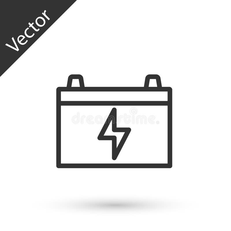 εικονίδιο μπαταρίας αυτοκινήτου γκρι απομονωμένου σε λευκό φόντο. συσσωρευτής ηλεκτρική ενέργεια και συσσωρευτής ηλεκτρικής ενέργε απεικόνιση αποθεμάτων