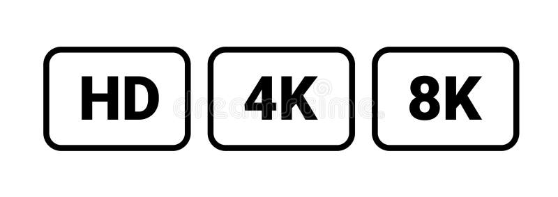 εικονίδιο πλήρους ανάλυσης 4k hd. Εξαιρετικά βίντεο Τηλεόραση 8k υψηλής ποιότητας σύμβολο οθόνης 4k hd ελεύθερη απεικόνιση δικαιώματος