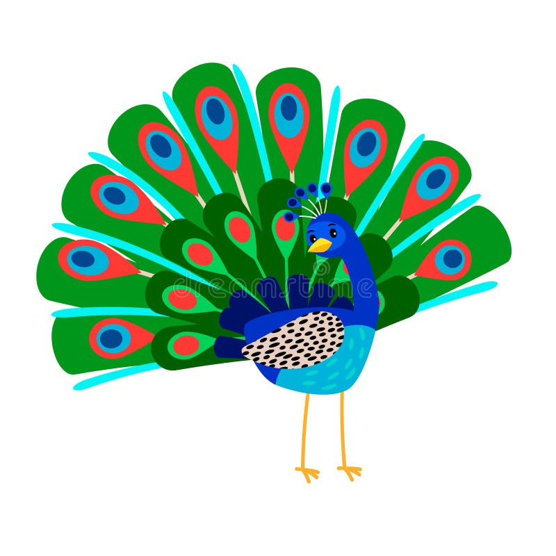 Εικονίδιο πουλιών κινούμενων σχεδίων peacock διανυσματική απεικόνιση