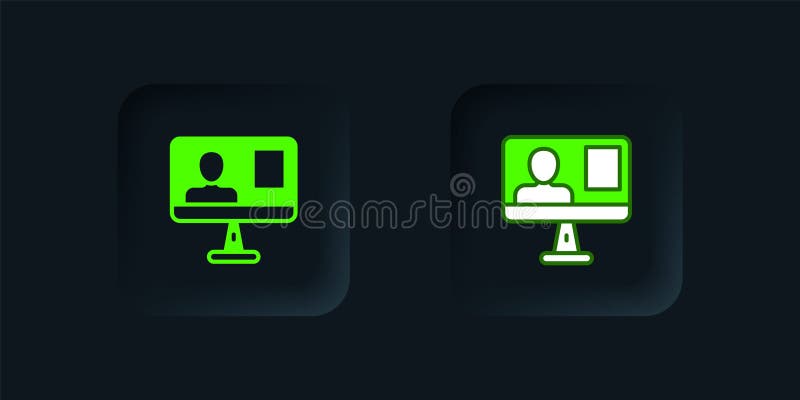 Εικονίδιο τάξης Green Online απομονωμένο σε μαύρο φόντο. Ιδέα ηλεκτρονικής εκπαίδευσης. Μαύρο τετράγωνο κουμπί. Διάνυσμα διανυσματική απεικόνιση
