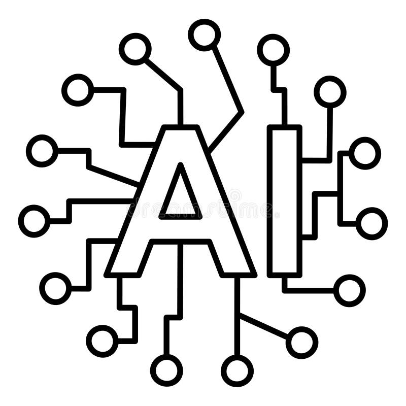 Εικονίδιο της τεχνολογίας AI με γραμμές κυκλώματος και νευρικές συνδέσεις απεικόνιση αποθεμάτων
