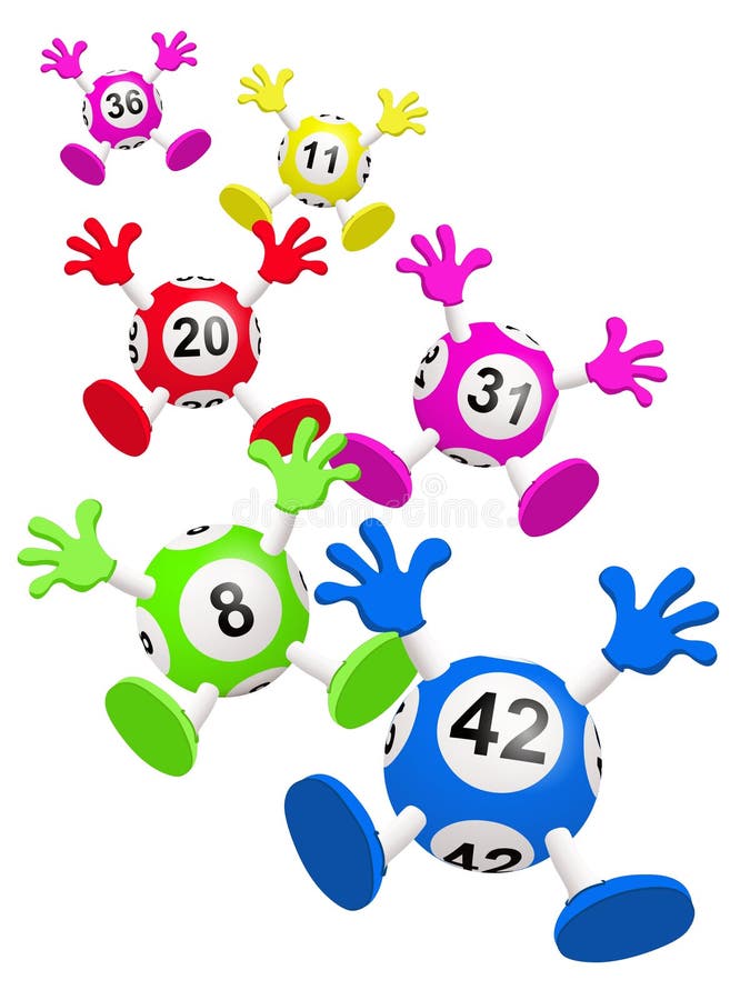 Εικόνα 3D με αστείες μπάλες Lotto απομονωμένες σε λευκό φόντο απεικόνιση αποθεμάτων
