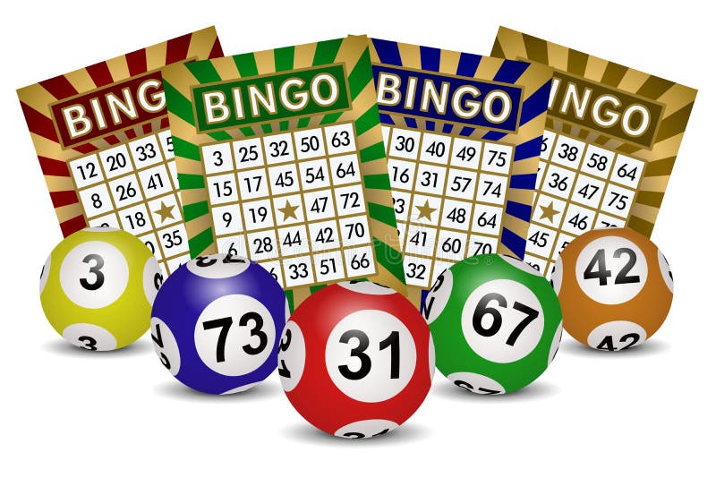Εικόνα 3D με κάρτες και μπαλάκια Lotto απομονωμένες σε λευκό φόντο διανυσματική απεικόνιση