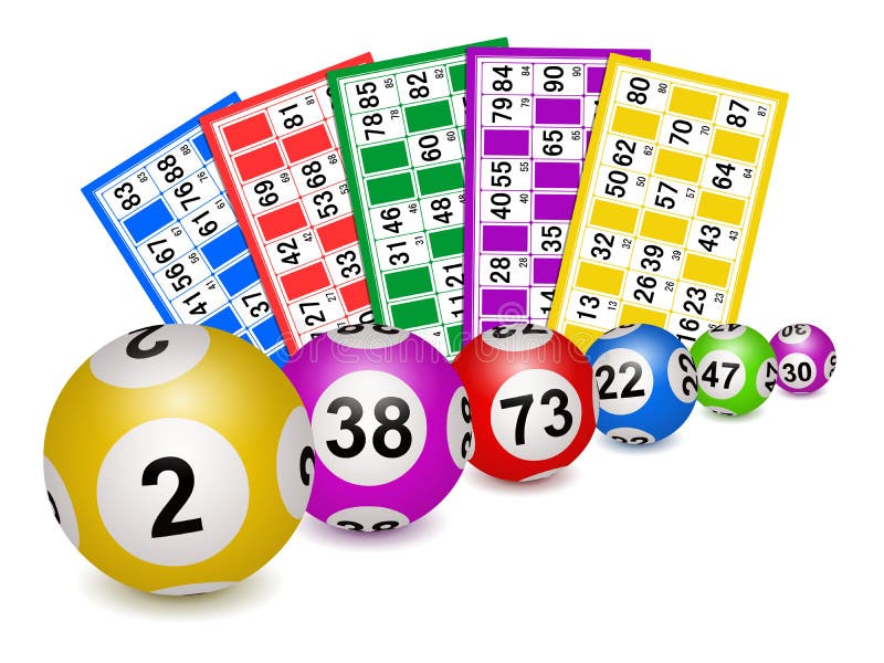 Εικόνα 3D με κάρτες και μπαλάκια Lotto απομονωμένες σε λευκό φόντο ελεύθερη απεικόνιση δικαιώματος