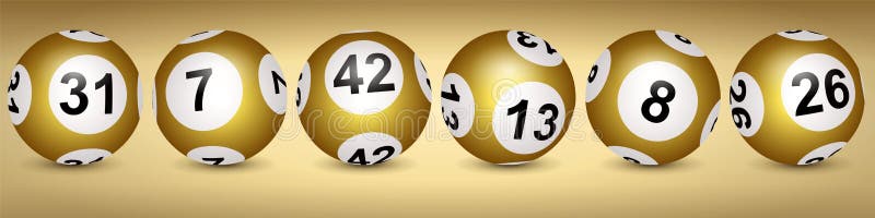 Εικόνα 3D με μπαλάκια Lotto απομονωμένες σε χρυσό φόντο διανυσματική απεικόνιση
