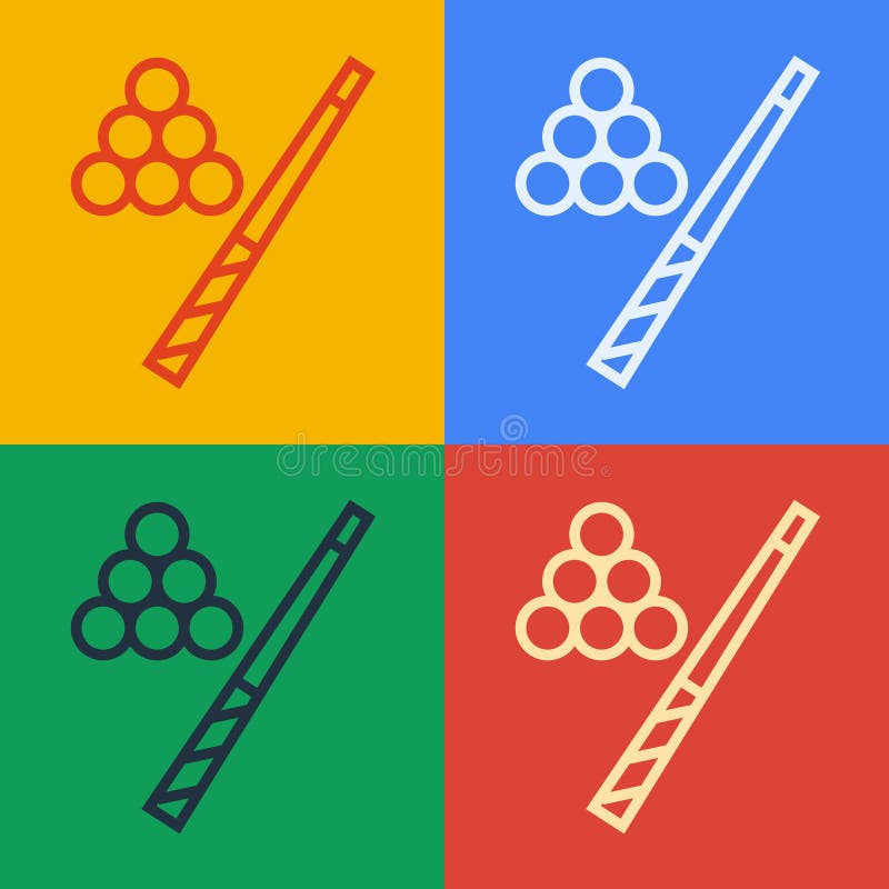 εικόνα pop art γραμμή billiard και εικονίδιο ball απομονωμένα στο φόντο χρώματος. διάνυσμα διανυσματική απεικόνιση