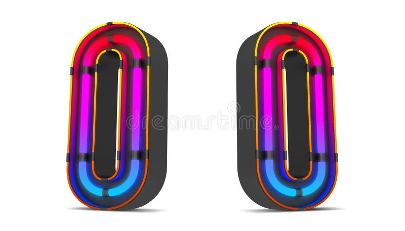 εικόνα απόδοσης neon light number 3d με διαδρομές αποκοπής. απεικόνιση αποθεμάτων