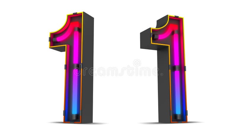 εικόνα απόδοσης neon light number 3d με διαδρομές αποκοπής. διανυσματική απεικόνιση