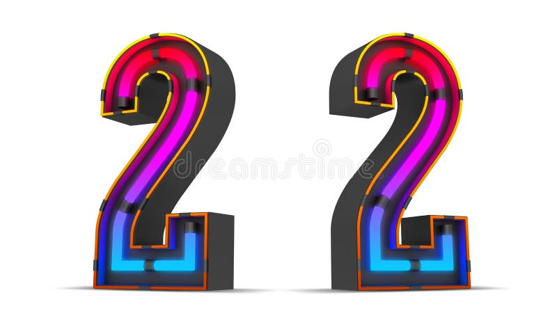 εικόνα απόδοσης neon light number 3d με διαδρομές αποκοπής. απεικόνιση αποθεμάτων