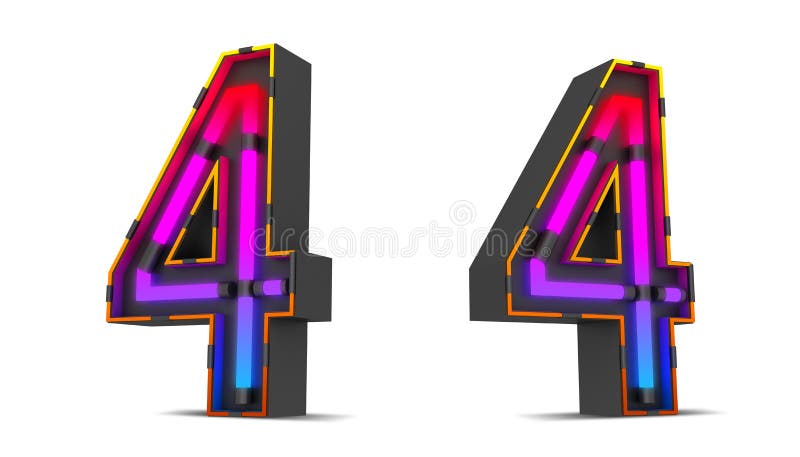 εικόνα απόδοσης neon light number 3d με διαδρομές αποκοπής. διανυσματική απεικόνιση