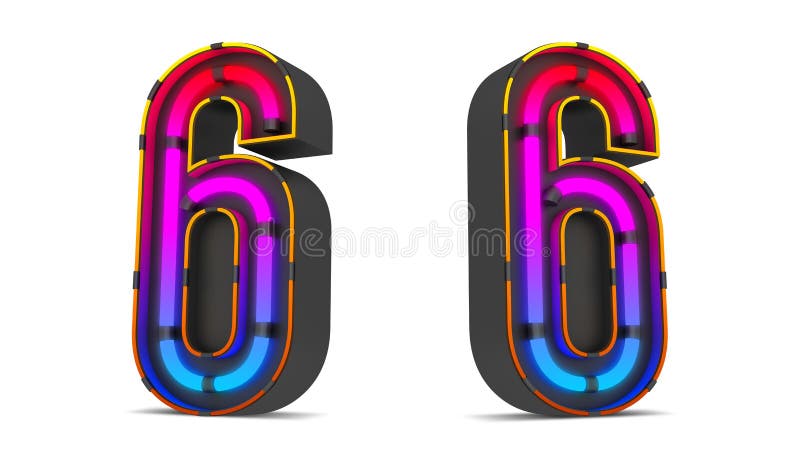 εικόνα απόδοσης neon light number 3d με διαδρομές αποκοπής. ελεύθερη απεικόνιση δικαιώματος