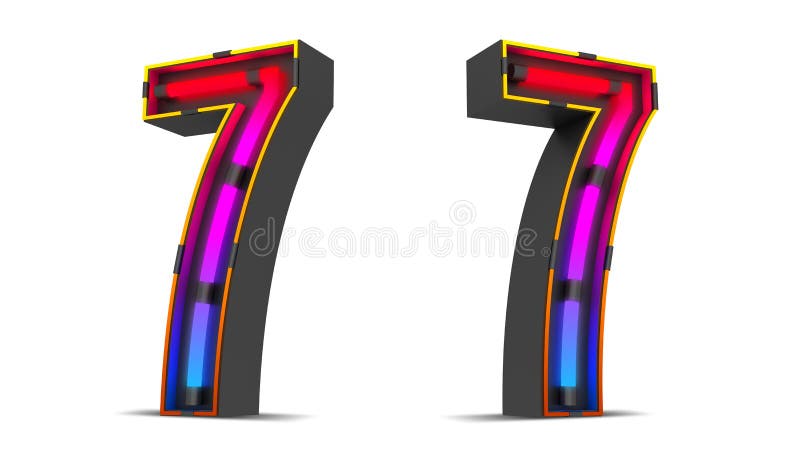 εικόνα απόδοσης neon light number 3d με διαδρομές αποκοπής. ελεύθερη απεικόνιση δικαιώματος