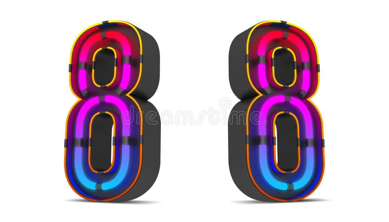 εικόνα απόδοσης neon light number 3d με διαδρομές αποκοπής. ελεύθερη απεικόνιση δικαιώματος