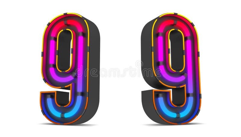 εικόνα απόδοσης neon light number 3d με διαδρομές αποκοπής. διανυσματική απεικόνιση