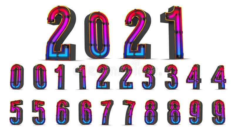 εικόνα απόδοσης neon light number 3d. απεικόνιση αποθεμάτων