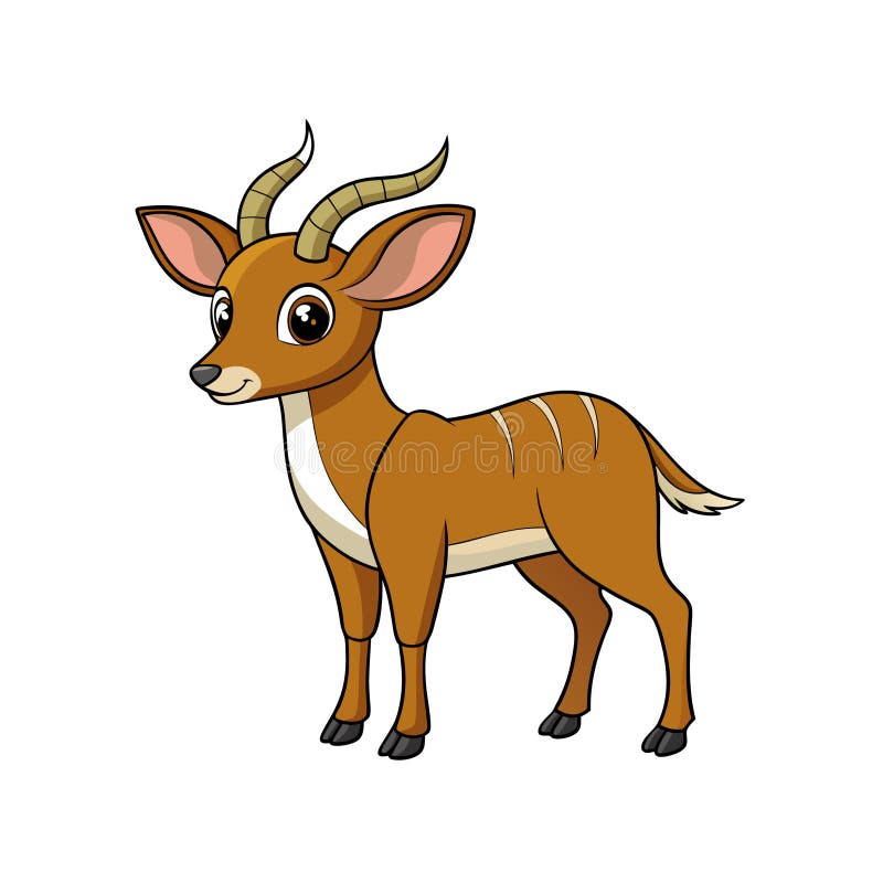 Εικόνα κινουμένων σχεδίων Brown Antelope σε λευκό φόντο Πόζα σε όρθια θέση απεικόνιση αποθεμάτων