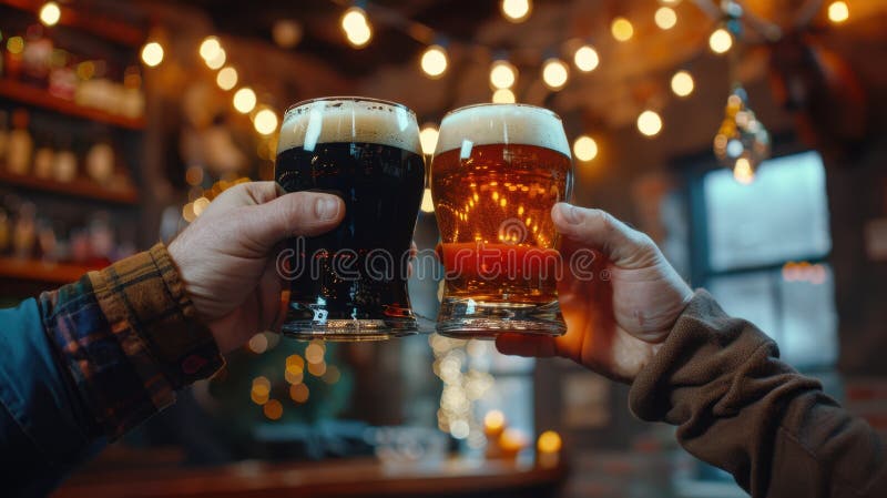 Εικόνα που δημιουργήθηκε από το Two Hand Clinking BeerAI στοκ εικόνες