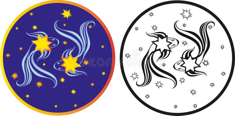 εικόνα των ζωδιακών σημείων pisces διανυσματική απεικόνιση