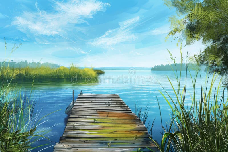 Εικόνα υποχώρησης Serene Lakeside διανυσματική απεικόνιση