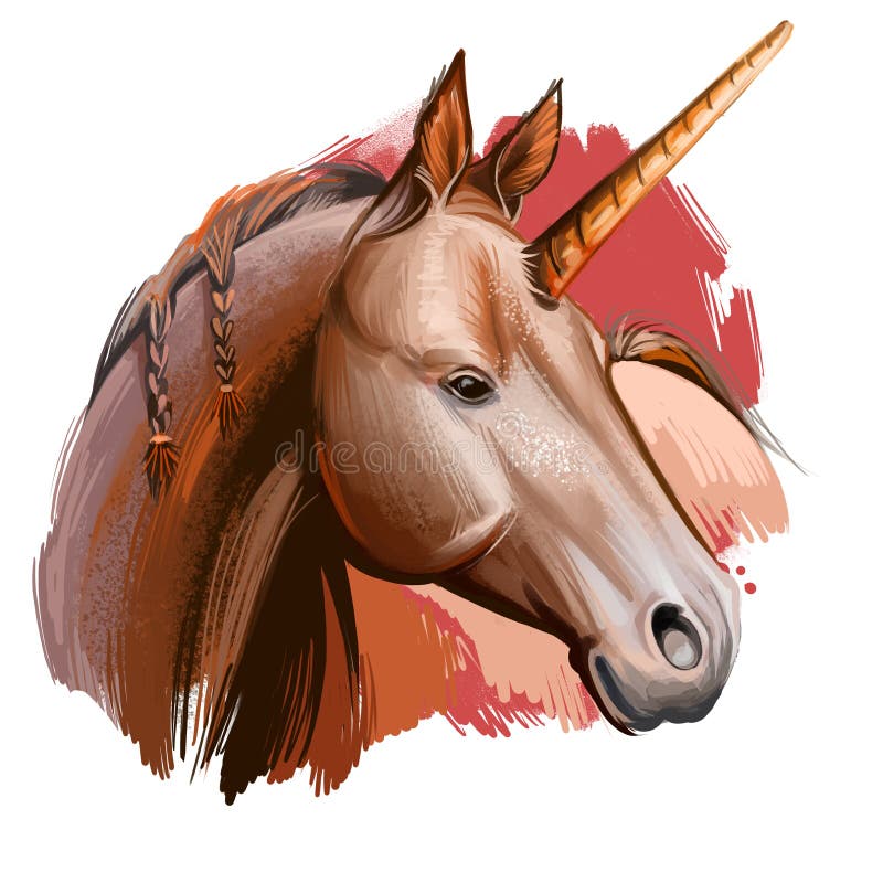 Εικόνα ψηφιακής τέχνης Unicorn απομονωμένη σε λευκό φόντο Θρυλική αρχαία μυθολογική τράπουλα, παραμυθένιο ονειροειδές ζώο ελεύθερη απεικόνιση δικαιώματος