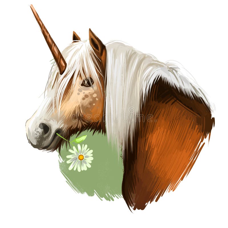 Εικόνα ψηφιακής τέχνης Unicorn απομονωμένη σε λευκό φόντο Θρυλική αρχαία μυθολογική τράπουλα, παραμυθένιο ονειροειδές ζώο στοκ εικόνες