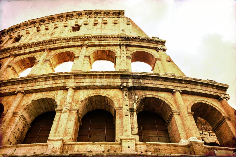 This image represents Vintage postcard of Coloseum in Rome. This image represents Vintage postcard of Coloseum in Rome