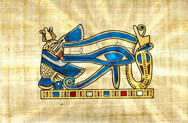 Εκλεκτής ποιότητας μάτι RA Horus στον πάπυρο με τις ακτίνες ήλιων απεικόνιση αποθεμάτων Εκλεκτής ποιότητας μάτι RA Horus στον πάπυρο με τις ακτίνες ήλιων απεικόνιση αποθεμάτων