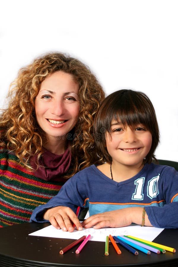 Digital photo of a mother teaching her son. Digital photo of a mother teaching her son.