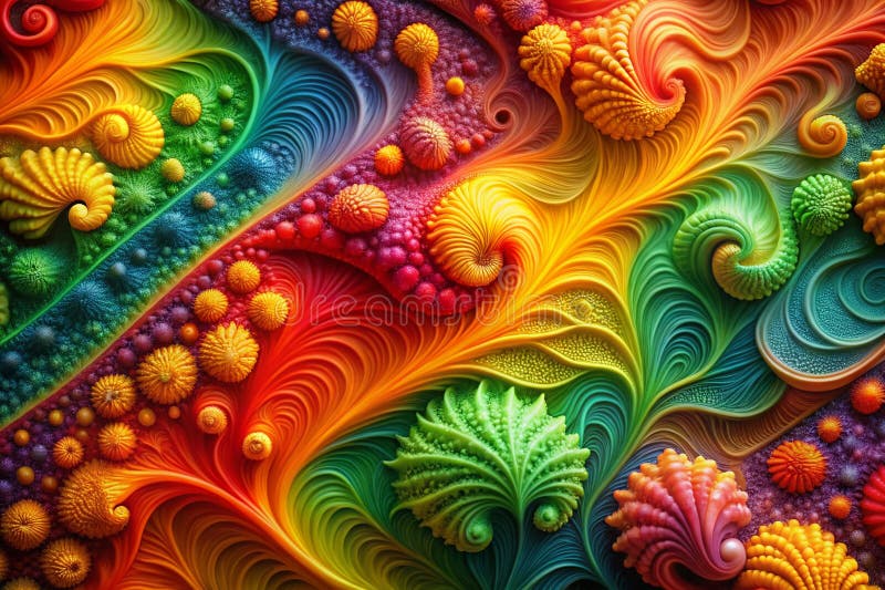 Εκπληκτική Αφηρημένη Φωτογραφία Τροφίμων Fractal: Μια Οπτική Συμφωνία Συμμετρικών Κυμάτων και Ζωντανών Χρωμάτων ελεύθερη απεικόνιση δικαιώματος