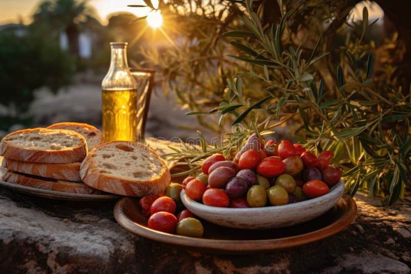 ελαιοκάρβουνο και λαχανικά σε τραπέζι σε εξωτερικό. γενική ai στοκ φωτογραφίες με δικαίωμα ελεύθερης χρήσης