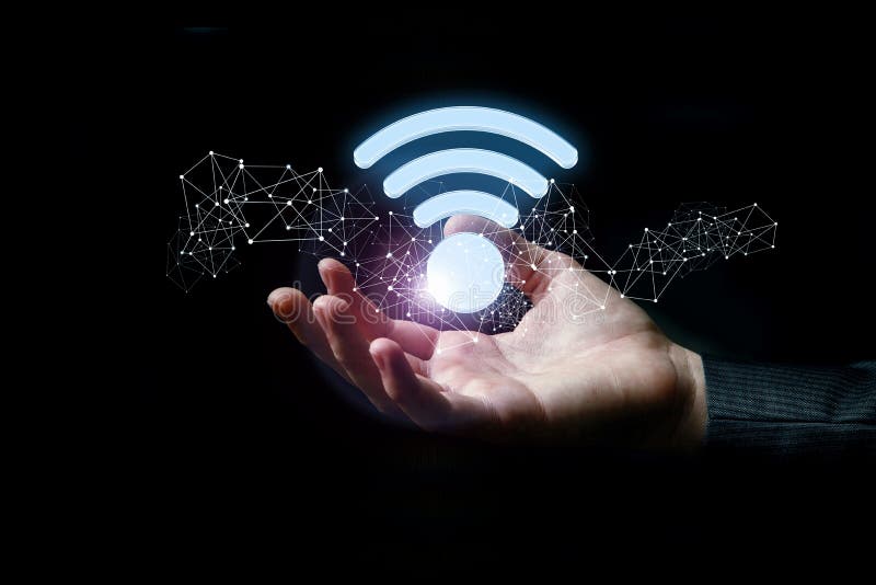 Ελεύθερο σημάδι wifi στο χέρι στοκ εικόνες