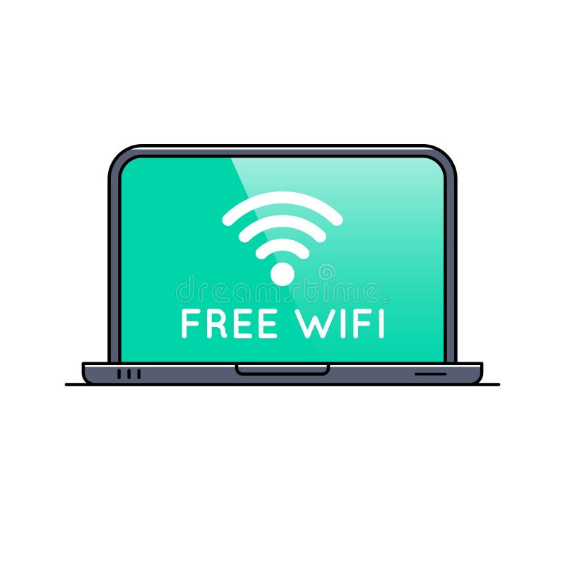Ελεύθερο σύμβολο περιοχής wifi στην οθόνη lap-top απεικόνιση αποθεμάτων Ελεύθερο σύμβολο περιοχής wifi στην οθόνη lap-top απεικόνιση αποθεμάτων