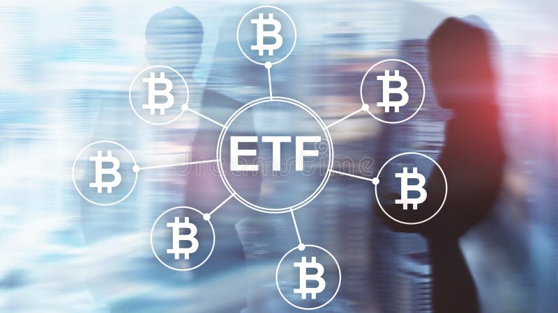 Εμπορικές συναλλαγές cryptocurrency Bitcoin ETF και έννοια επένδυσης στο διπλό υπόβαθρο έκθεσης στοκ εικόνες Εμπορικές συναλλαγές cryptocurrency Bitcoin ETF και έννοια επένδυσης στο διπλό υπόβαθρο έκθεσης στοκ εικόνες