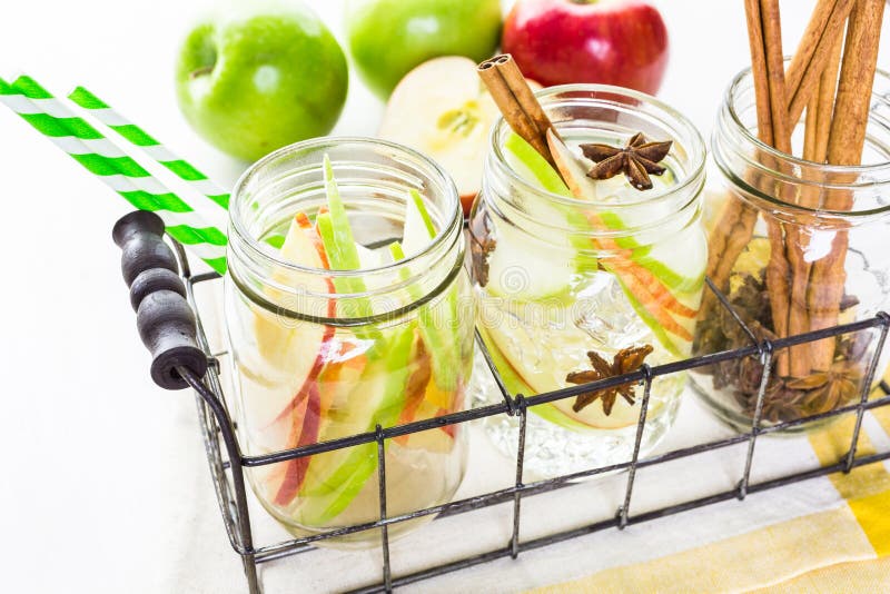 Infused apple water with cinnamon and anise. Infused apple water with cinnamon and anise.