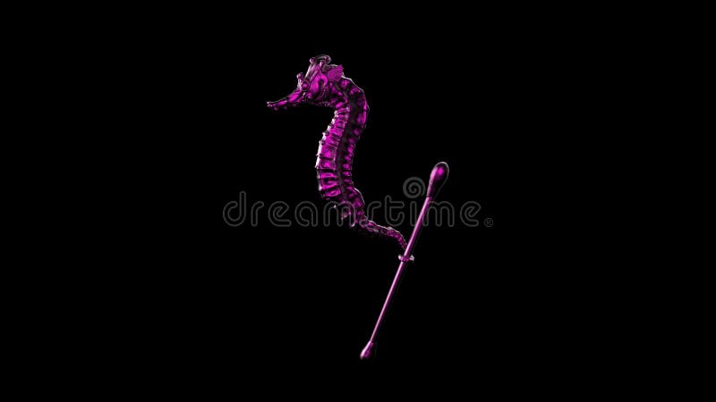Render sculpt 3d Side view of a Common pink metal Seahorse with swabs. Stop ocean plastic pollution. Composed of white plastic waste bag, bottle on black dark background. Plastic problem. Render sculpt 3d Side view of a Common pink metal Seahorse with swabs. Stop ocean plastic pollution. Composed of white plastic waste bag, bottle on black dark background. Plastic problem