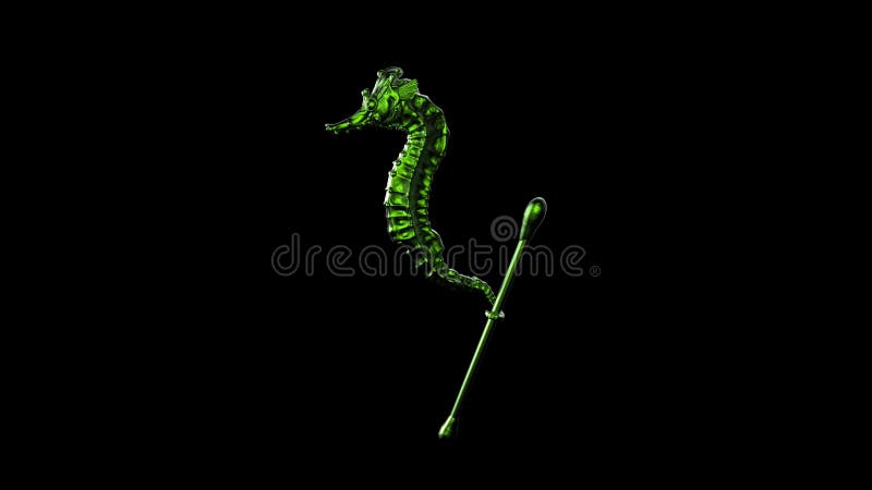 Render sculpt 3d Side view of a Common green metal Seahorse with swabs. Stop ocean plastic pollution. Composed of white plastic waste bag, bottle on black dark background. Plastic problem. Render sculpt 3d Side view of a Common green metal Seahorse with swabs. Stop ocean plastic pollution. Composed of white plastic waste bag, bottle on black dark background. Plastic problem
