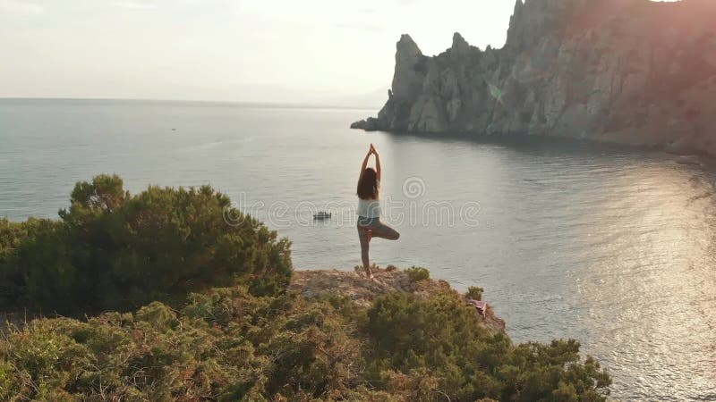 Εναέρια view woman do yoga