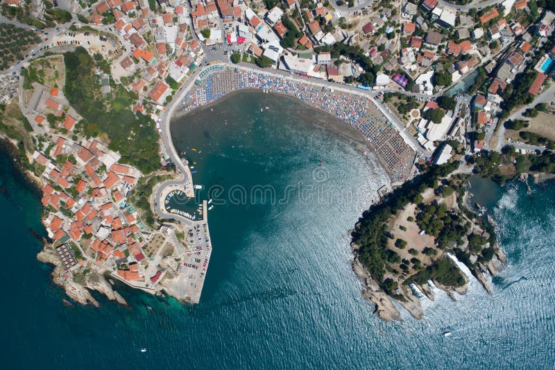 Εναέρια άποψη της παλαιάς πόλης Ulcin στοκ φωτογραφίες Εναέρια άποψη της παλαιάς πόλης Ulcin στοκ φωτογραφίες