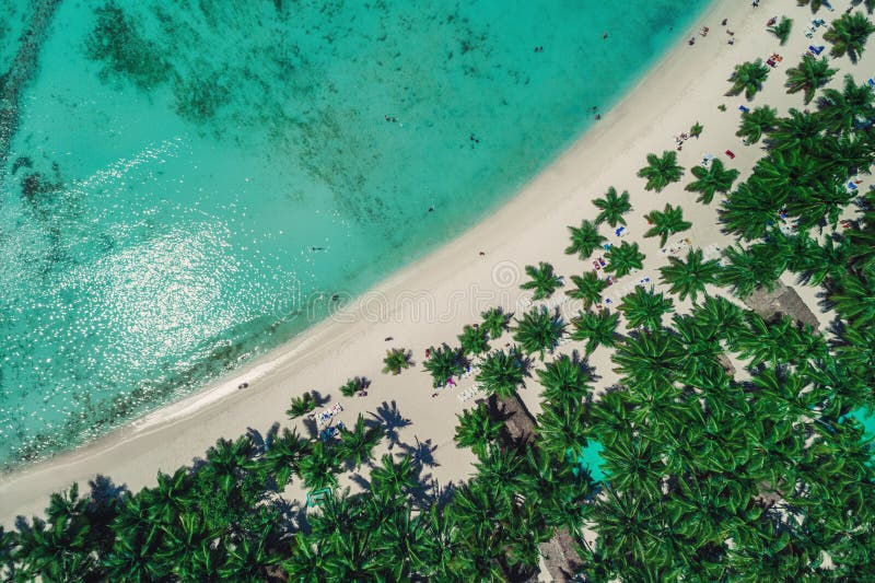 Aerial view of tropical island beach, Dominican Republic. Aerial view of tropical island beach, Dominican Republic