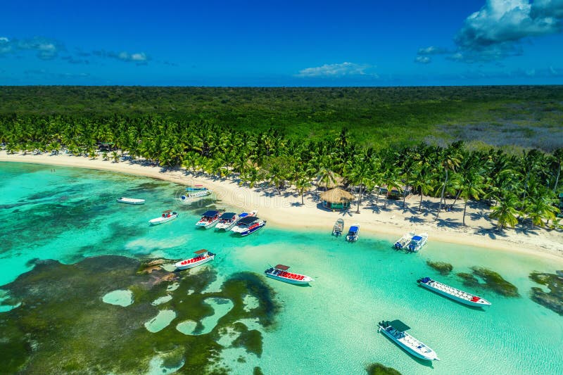 Aerial view of tropical island beach, Dominican Republic. Aerial view of tropical island beach, Dominican Republic.