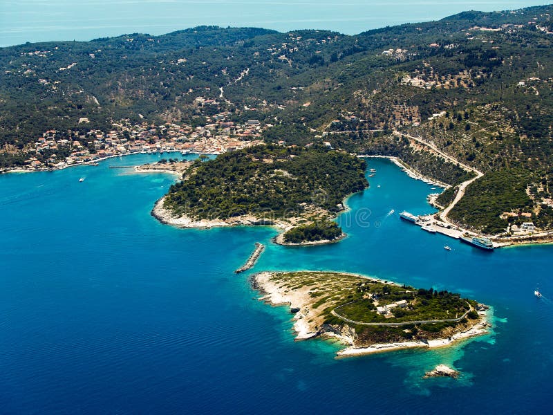 εναέρια όψη paxi νησιών στοκ φωτογραφίες με δικαίωμα ελεύθερης χρήσης