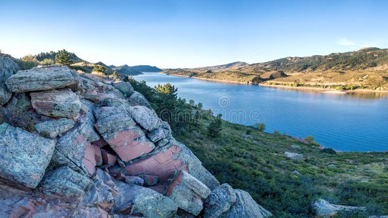 Εναέριο πανόραμα δεξαμενών Horsetooth στοκ φωτογραφία Εναέριο πανόραμα δεξαμενών Horsetooth στοκ φωτογραφία