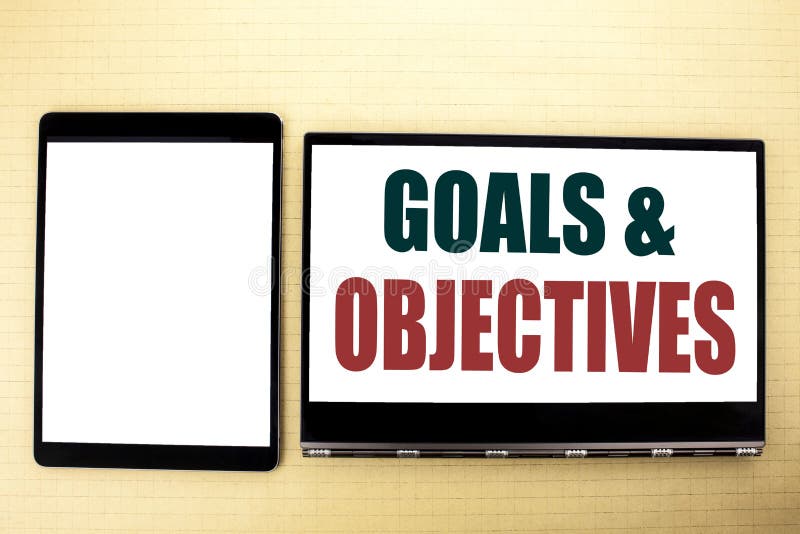 Conceptual hand writing text caption inspiration showing Goals Objectives. Business concept for Plan Success Vision. Conceptual hand writing text caption inspiration showing Goals Objectives. Business concept for Plan Success Vision