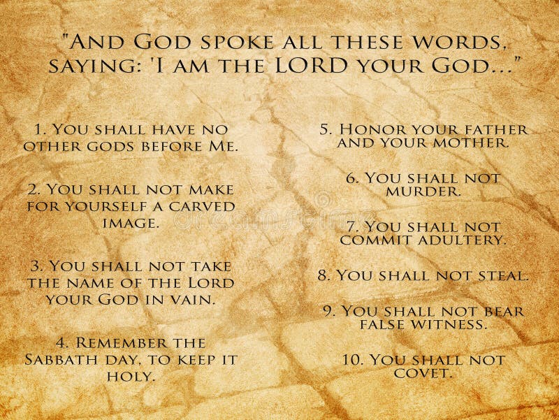 The Ten Commandments from the Bible on textured stone background. The Ten Commandments from the Bible on textured stone background.