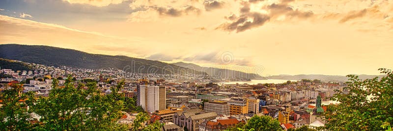 Breathtaking views down on Bergen from the mountainside at the edge of town. Breathtaking views down on Bergen from the mountainside at the edge of town