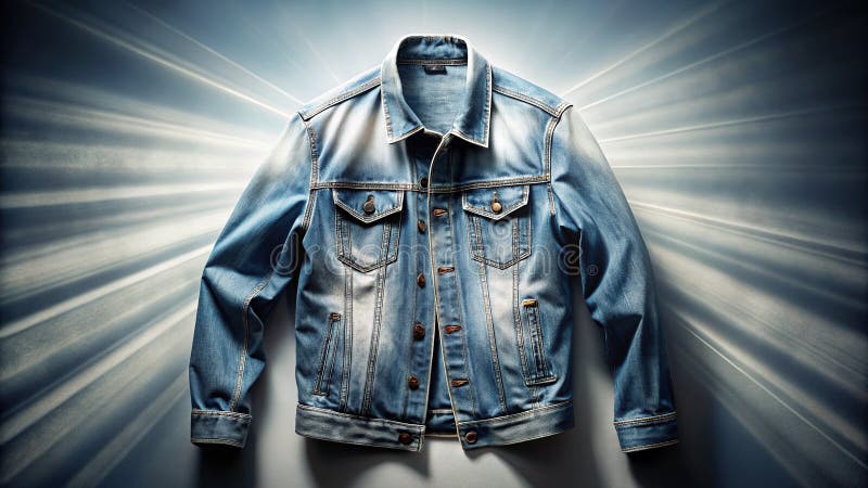 Εντυπωσιακός μονόχρωμος Denim Τζάκετ Δραματικός φωτισμός και εφέ Splash Φωτογραφία για διαφήμιση μόδας και σύνταξη ελεύθερη απεικόνιση δικαιώματος