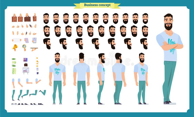Εξάρτηση δημιουργιών Hipster Σύνολο επίπεδων αρσενικών μελών του σώματος χαρακτήρα κινουμένων σχεδίων, hairstyles, καθιερώνων τη ελεύθερη απεικόνιση δικαιώματος Εξάρτηση δημιουργιών Hipster Σύνολο επίπεδων αρσενικών μελών του σώματος χαρακτήρα κινουμένων σχεδίων, hairstyles, καθιερώνων τη ελεύθερη απεικόνιση δικαιώματος