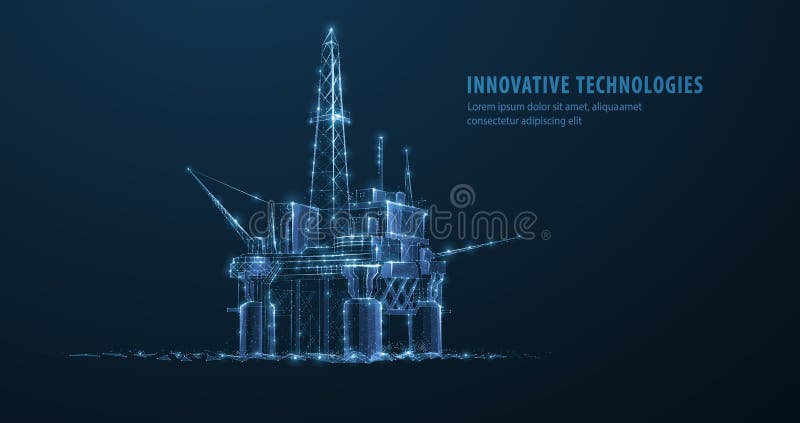 εξέδρα πετρελαίου. αφηρημένη πλατφόρμα 3d κινητής τηλεφωνίας απομονωμένη σε μπλε. εξέδρα υπεράκτιων εγκαταστάσεων διύλισης πετρελα διανυσματική απεικόνιση
