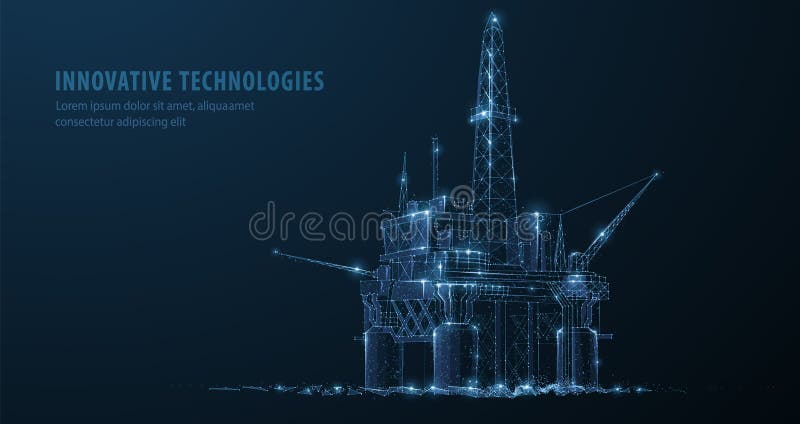 εξέδρα πετρελαίου. αφηρημένη πλατφόρμα 3d κινητής τηλεφωνίας απομονωμένη σε μπλε. εξέδρα υπεράκτιων εγκαταστάσεων διυλιστηρίου γεώ διανυσματική απεικόνιση