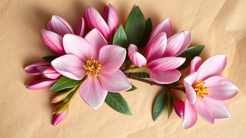 Εξαιρετικά ροζ άνθη Magnolia Magnolia στο Vintage A Συναρπαστική Floral Print για το διακόσμηση του σπιτιού ελεύθερη απεικόνιση δικαιώματος
